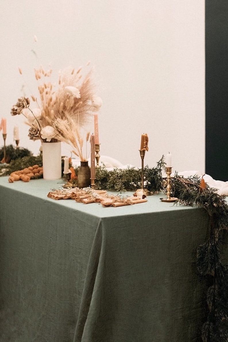 Linen tablecloth basic tablecloth green