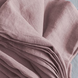Natural organic linen basic flat sheet pink