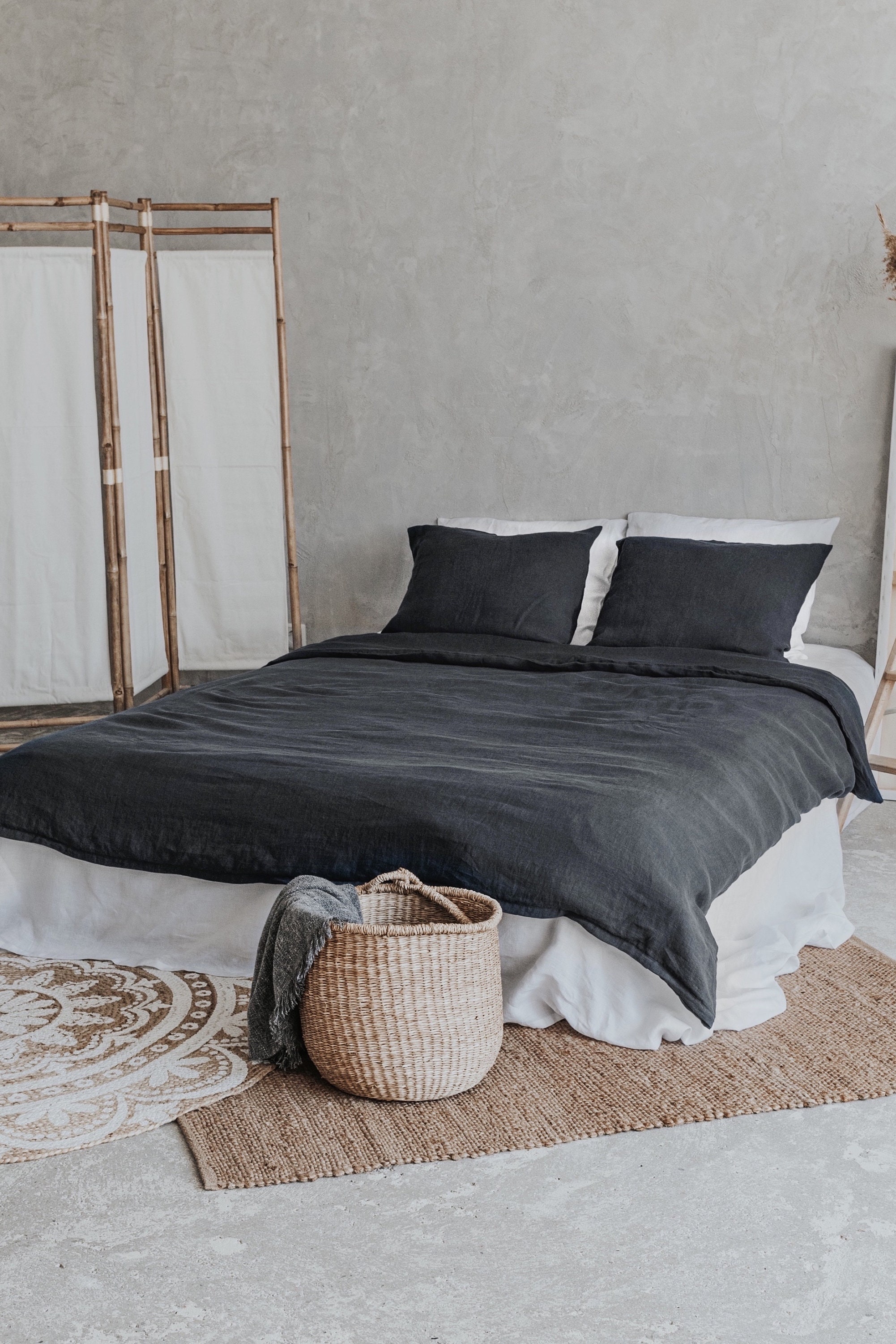 100 Organic Linen Bedding Set Linen Duvet Cover and Two Etsy