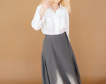 Linen Wrap Maxi Skirt: Adjustable Summer Beach Skirt