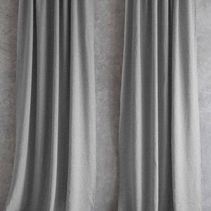 Natural linen curtain light grey