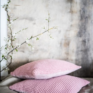 Waffle Linen Cushion Cover, Waffle Pillow Cover, Throw Pillow Cover, Linen Pillow Sham with Zipper