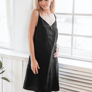 Linen Sleeping Gown, Linen NIghtdress, Linen Sleeping Dress, Linen Strap Dress, Linen Night Gown