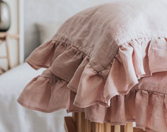 Organic Stonewashed Linen Ruffle Pillowcases - Set of 2