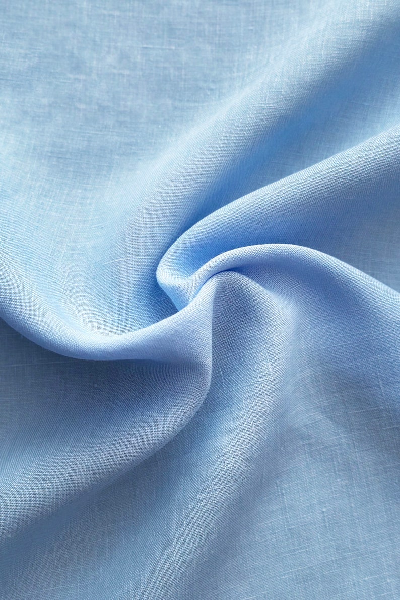 Linen fabric stonewashed organic light blue