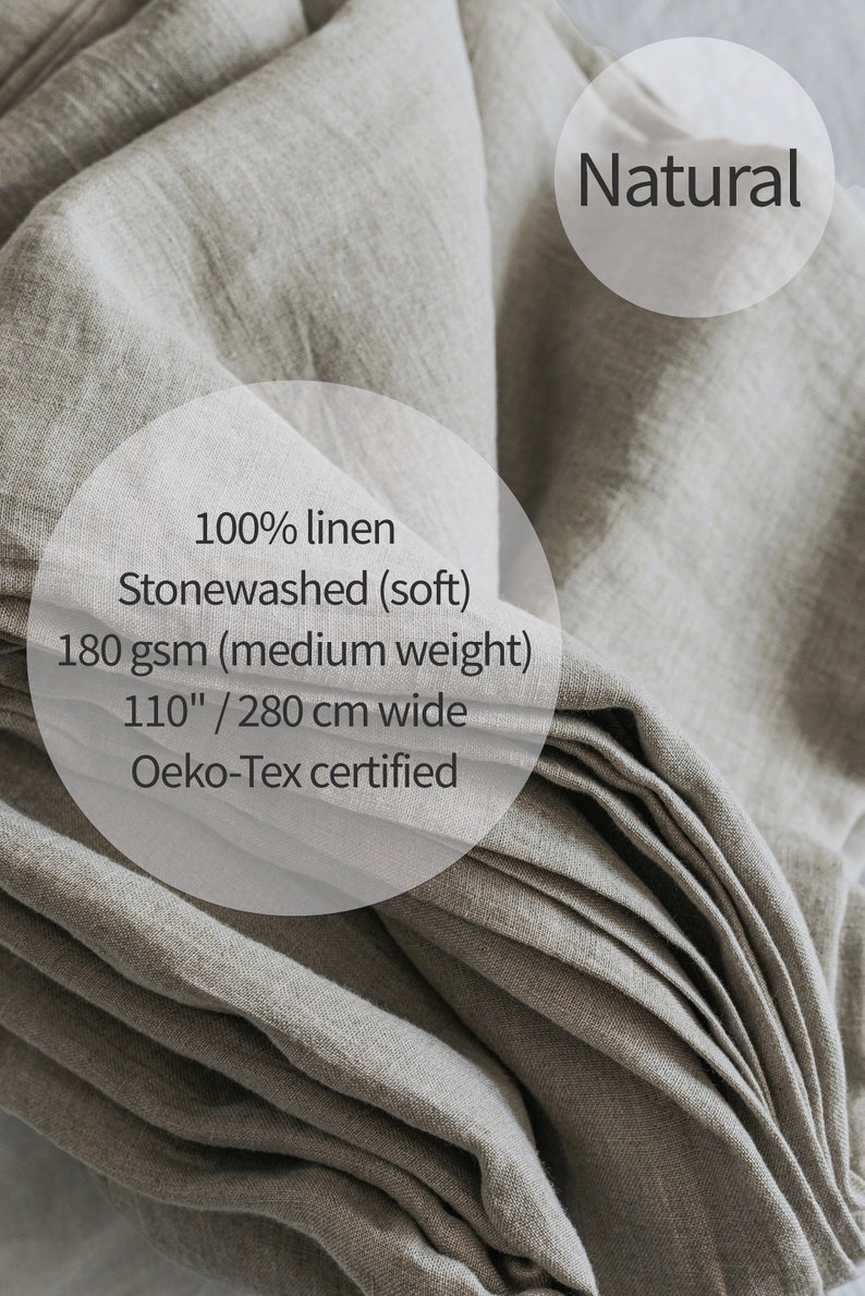 Linen fabric stonewashed organic text natural