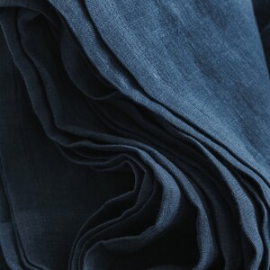 Natural organic linen basic flat sheet dark blue