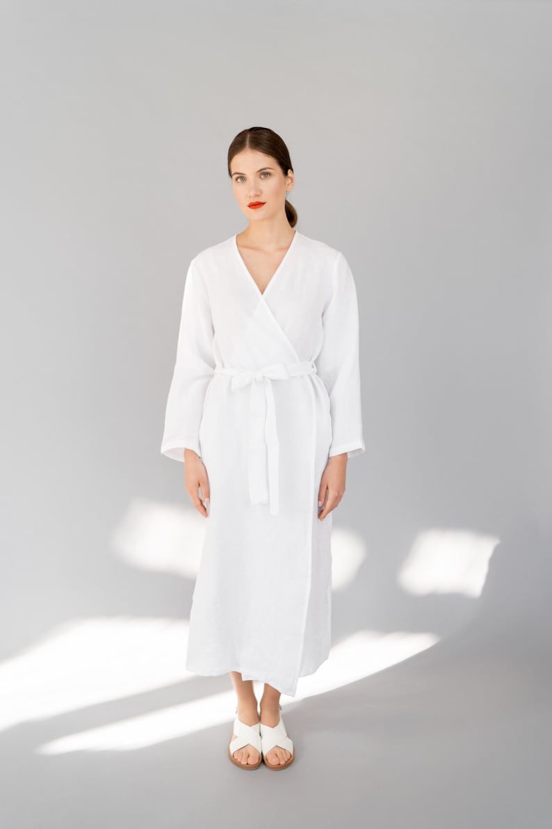 Linen Robe Linen Bathrobe. Linen Robe with Pockets Long Linen Robe Full Length Linen Dressing Gown