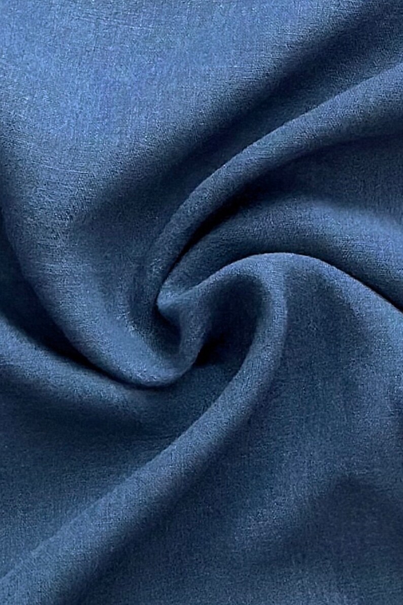 Linen fabric stonewashed organic dark blue