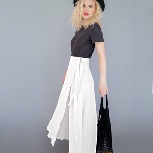 Long linen skirt linen maxi skirt wrap skirt laurel pure white