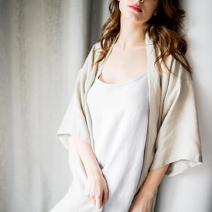 Linen Kimono Robe, Linen Robe, Linen Bath Robe, Linen Dressing Gown, Wide Sleeve Robe, Wrap Robe
