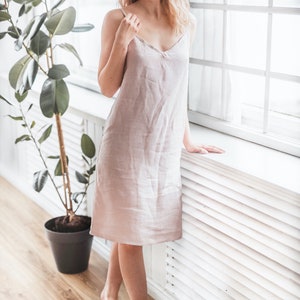 Linen Nightdress, Sleeping Dress, Plus Size, Large, Organic Sleeping Dress, Organic Nightdress, Adjustable Straps, Mothers Day Gift