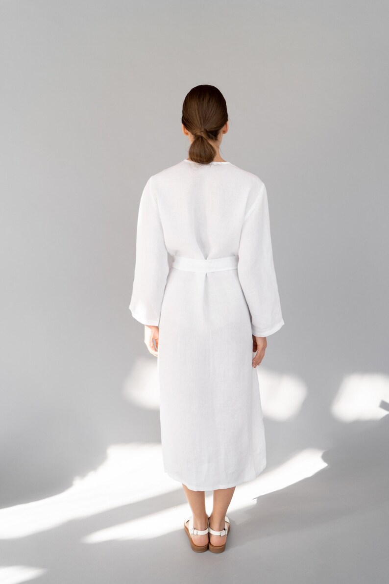 Linen Robe Linen Bathrobe. Linen Robe with Pockets Long Linen Robe Full Length Linen Dressing Gown
