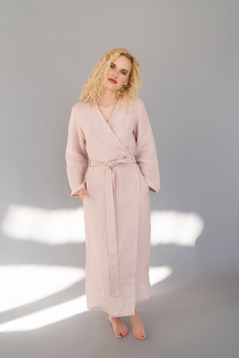 Linen Robe Linen Bathrobe. Linen Robe with Pockets Long Linen Robe Full Length Linen Dressing Gown