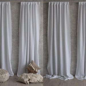 Linen Curtains Stonewashed Linen Curtain Extra Long Curtain Wide Medium Sheer Curtain Medium Blackout Curtain