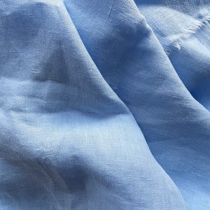 Linen fabric stonewashed organic light blue