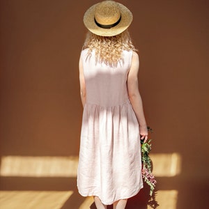 Linen summer dress maternity dress plus size dress sleeveless dress caroline pink