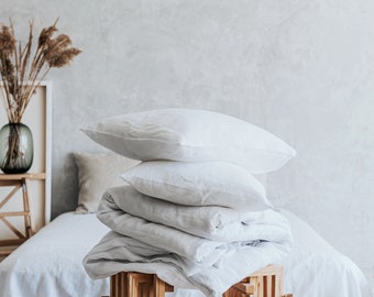 Linen Bedding Set, of 3, Zipper Duvet Cover, Two Pillowcases, Organic Bedding Set,  Linen Duvet Cover, Linen Pillowcases, Mothers Day Gift