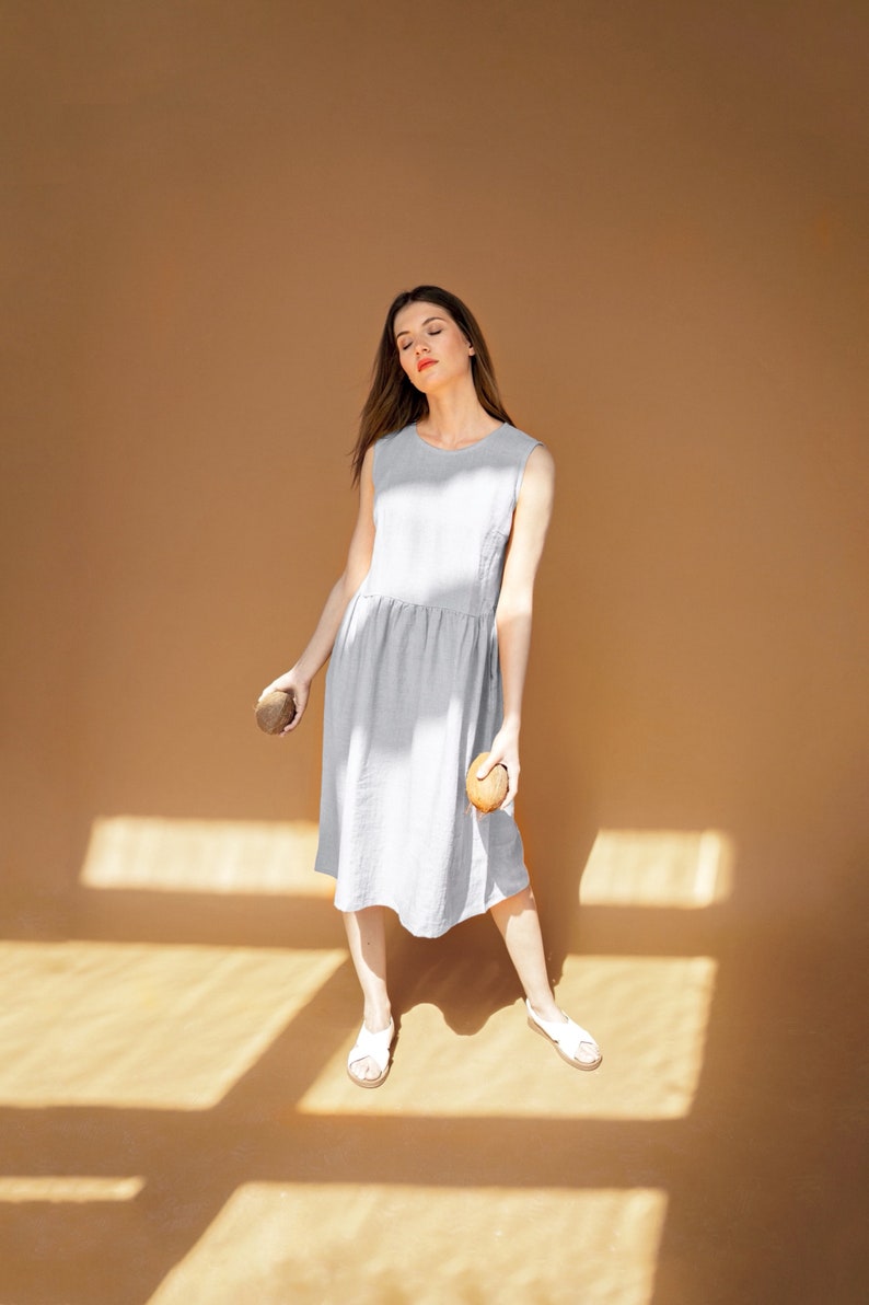 Linen summer dress maternity dress plus size dress oversized dress caroline light grey