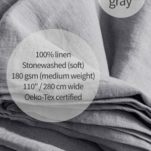 Linen fabric stonewashed organic text light grey