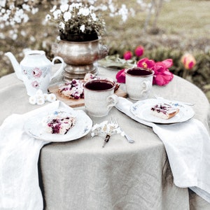 V organic tablecloth linen tablecloth round tablecloth basic tablecloth natural