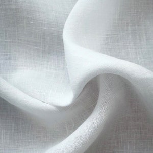 Linen fabric stonewashed organic pure white