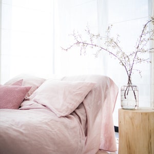 Linen bedding basic duvet cover set basic sheet set basic duvet cover basic flat sheet basic pillowcase pink