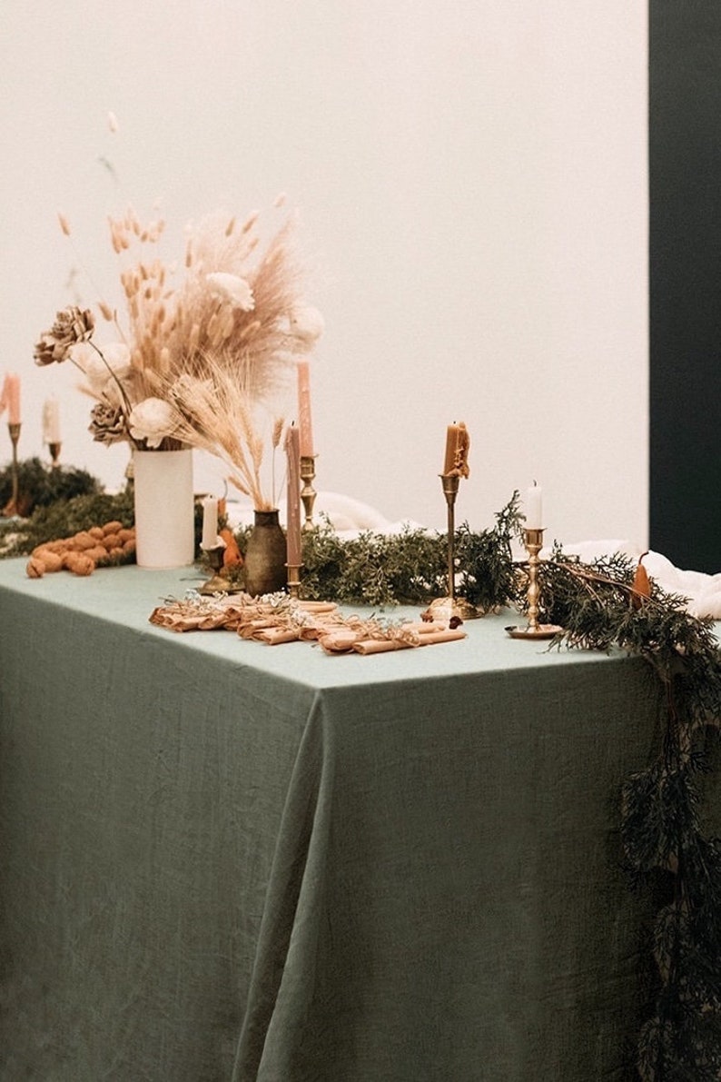 Linen tablecloth basic tablecloth green