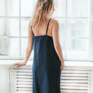 Linen Sleeping Gown, Linen Sleeping Dress, Linen Nightdress, Soft Linen Dress, Basic Dress, Plus Size Dress