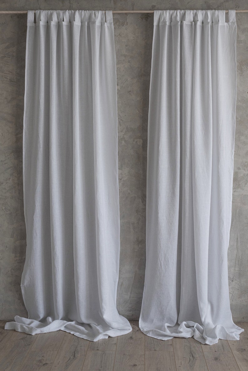 Natural linen curtain pure white