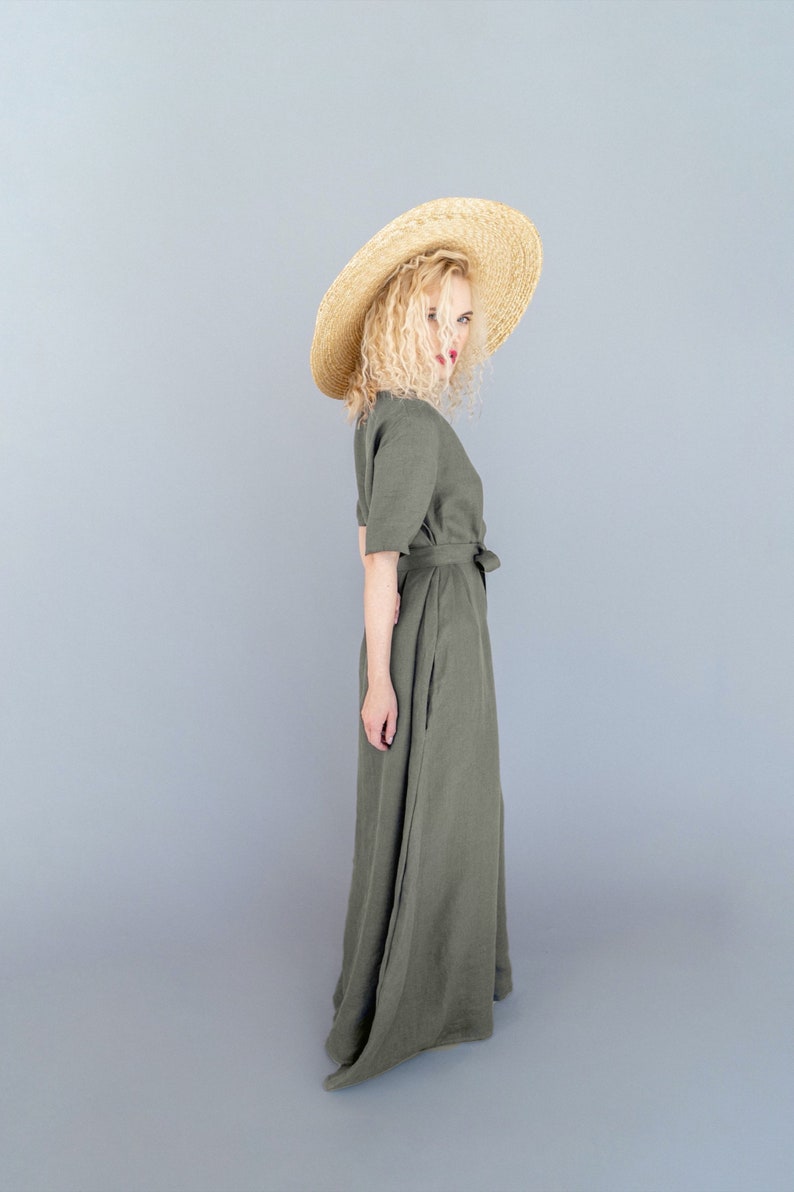 Linen dress long dress maxi dress elegant dress elizabeth green