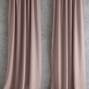 Natural linen curtain pink