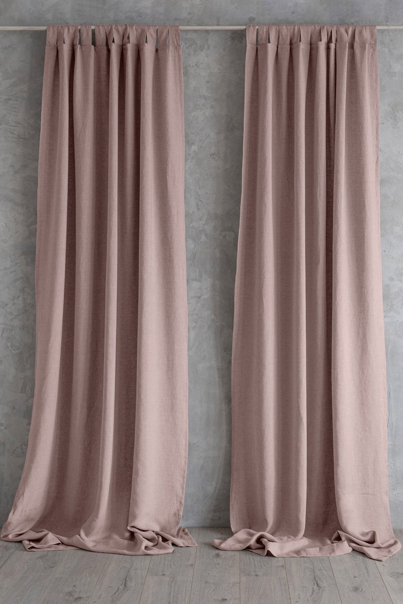 Natural linen curtain pink