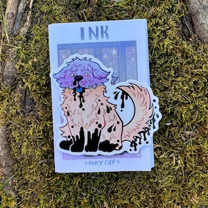 Ink, Inky Cap (3") Vinyl Sticker & Care Guide, Adoptable Mushroom - Weatherproof