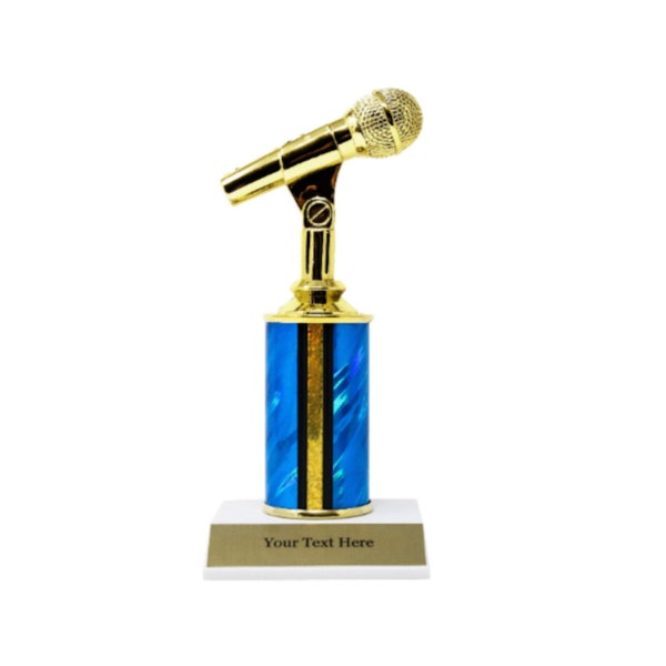Trophy Microphone Trophy with 3 lines of custom text, 9" Tall Music trophies Custom trophy Custom awards