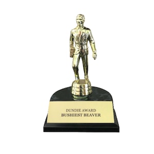 BUSHIEST BEAVER Dundie Award Trophy The Office TV Show Michael Scott Dunder Mifflin Paper Company Gift Idea Fan Prop Dundee Dundees Dundy