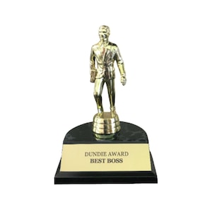 Best Boss Dundie Award Trophy The Office TV Show Michael Scott Dunder Mifflin Paper Company Gift Idea Fan Prop Extra Long 9 3/4&quot; H.