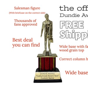 Trophy The Dundie Award Customized. Dundie Award Trophy, The Office TV Show, Trophy, Free Personalized image 2