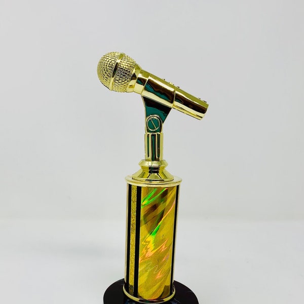 Trophy, Microphone award Trophy, Personalized music award, wording, 9" Tall Music awards trophies Singers awards Custom awards