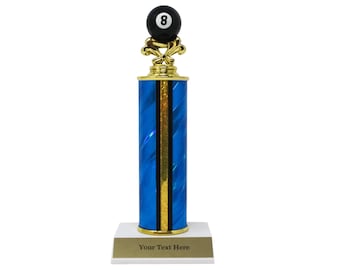 Gold 3D Pool Award Billiards Tournament Trophy Customizable Pool Tournament Award Customizable Billiards Award Pool Tournament Trophy