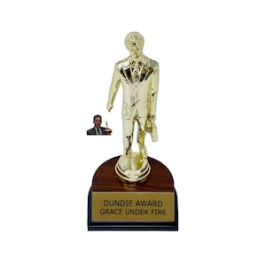 Grace under fire Dundie Award Trophy The Office TV Show Michael Scott Dunder Mifflin Paper Company Gift Idea Fan Prop Extra Long 73/4&quot; H.