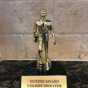 FREE WORDING Ugliest sweater The Dundie Award The Office TV Show Trophy Christmas party gift idea
