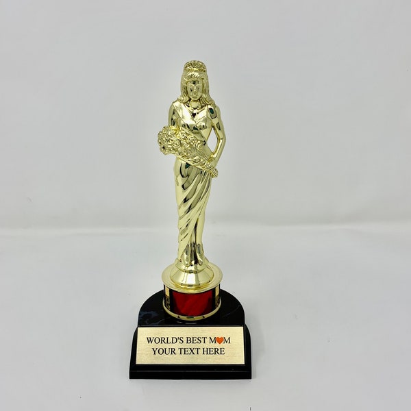Meilleure maman du monde personnalisée avec votre texte Trophée du prix de la Reine de beauté, 23 cm de haut pour concours de beauté