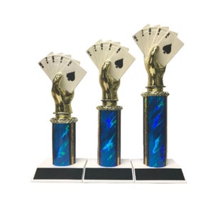 テキサスホールデムポーカートロフィートロフィー 1位 2位 3位 トーナメントカード ホールデム賞 無料彫刻 カラー選択