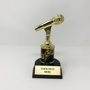 Trophy, Microphone Award Trophy, Personalized music award, 7" Tall Music Awards Trophies, Singers Awards, Custom Awards