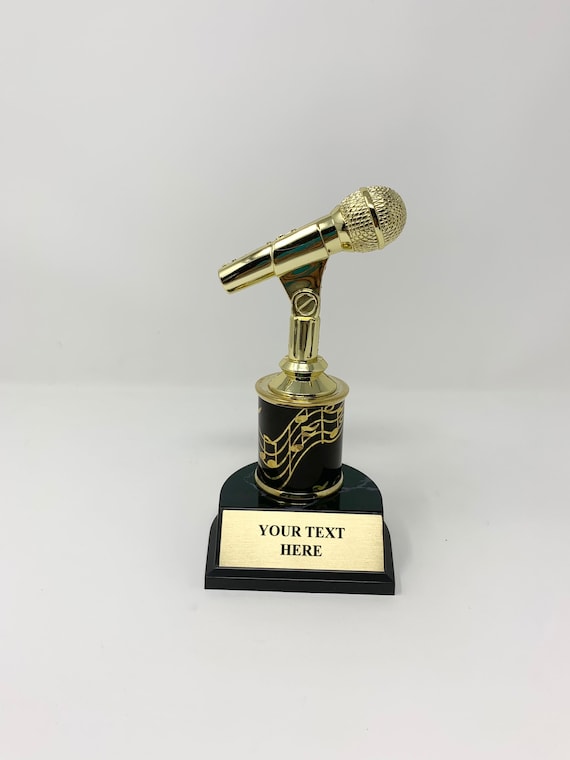 Trophy, Microphone Award Trophy, Personalized music award, 7" Tall Music Awards Trophies, Singers Awards, Custom Awards