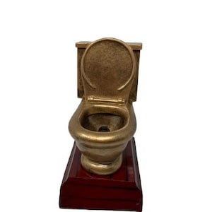 Trophy, Gold Toilet Bowl Loser Trophy Potty Training Award Last Place Prize - 6 Inch Tall - Custom text Plate
