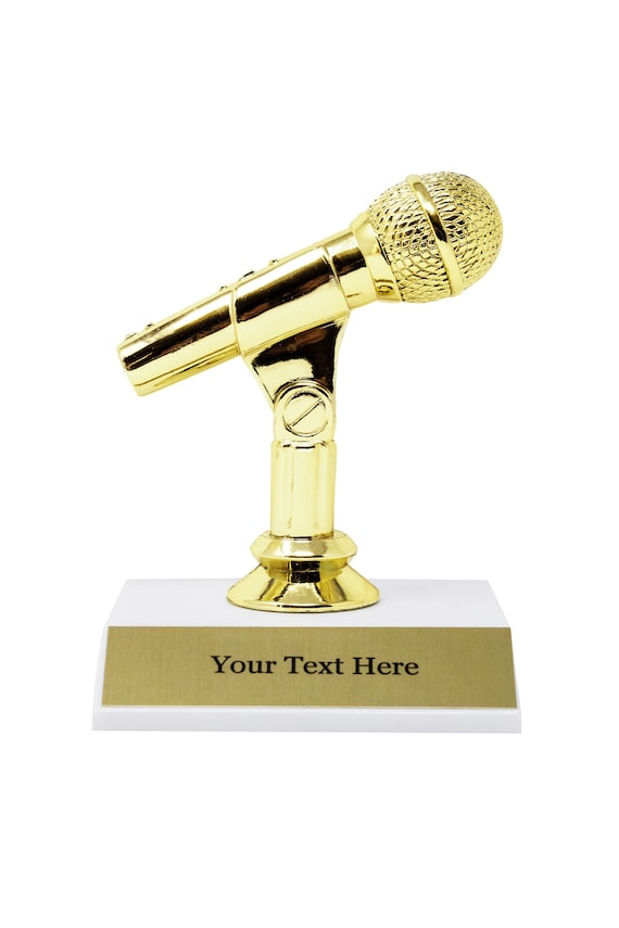 Trophy Microphone Trophy With 3 Lines of Custom Text 5 Etsy