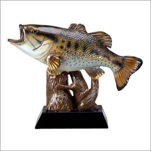 Accents | Fishing Award Trophy Resin Bass Figure In Pewter Finish