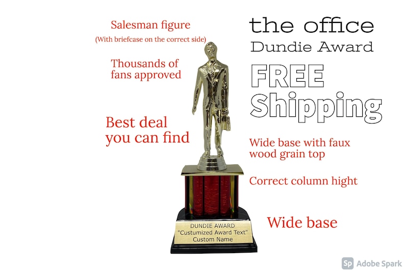 Trophy The Dundie Award Customized. Dundie Award Trophy, The Office TV Show, Trophy, Free Personalized image 2
